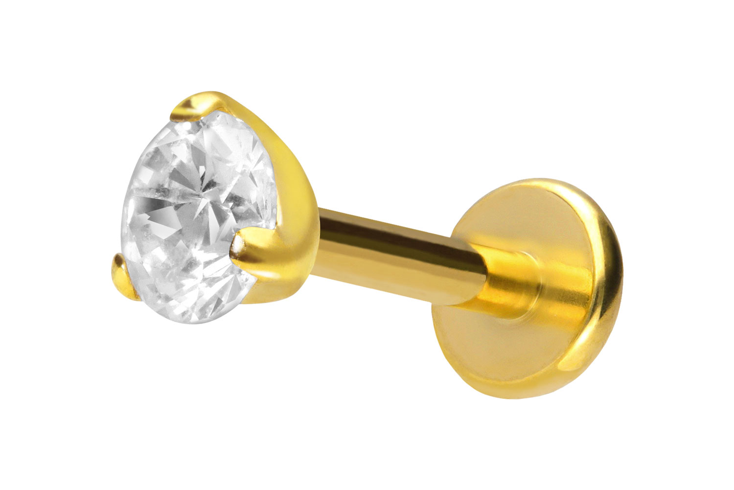 Titan Labret Piercing mit Push Fit EINGEFASSTER KRISTALL